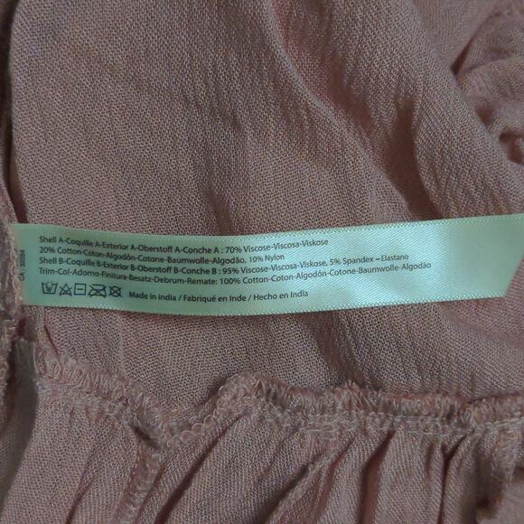 Free People Adella Slip Dress Mini Rose Lace Adjustable Ruffle Smocked M New - Picture 13 of 15